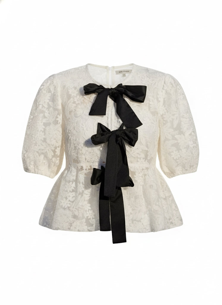 Lace Peplum Top with Satin Laces