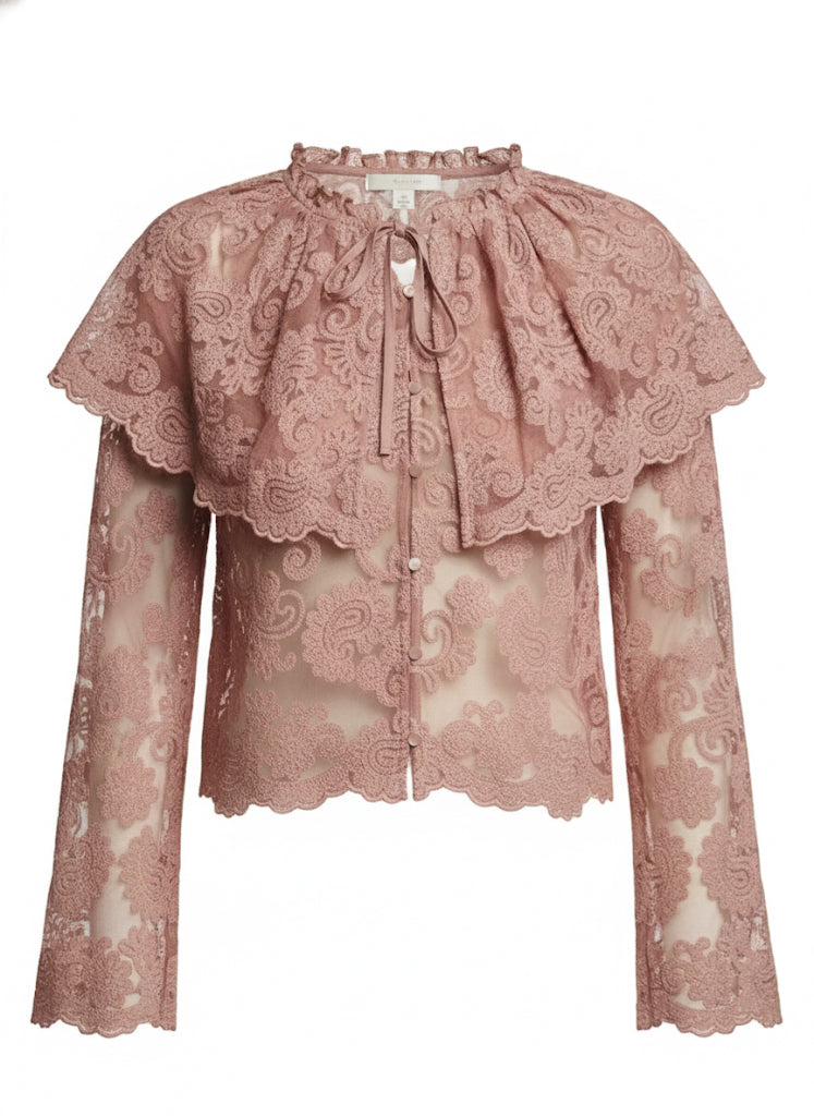 Lena Sheer Embroidered Lace Blouse
