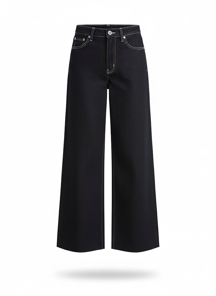 Indigo Denim Straight Wide Leg Pants