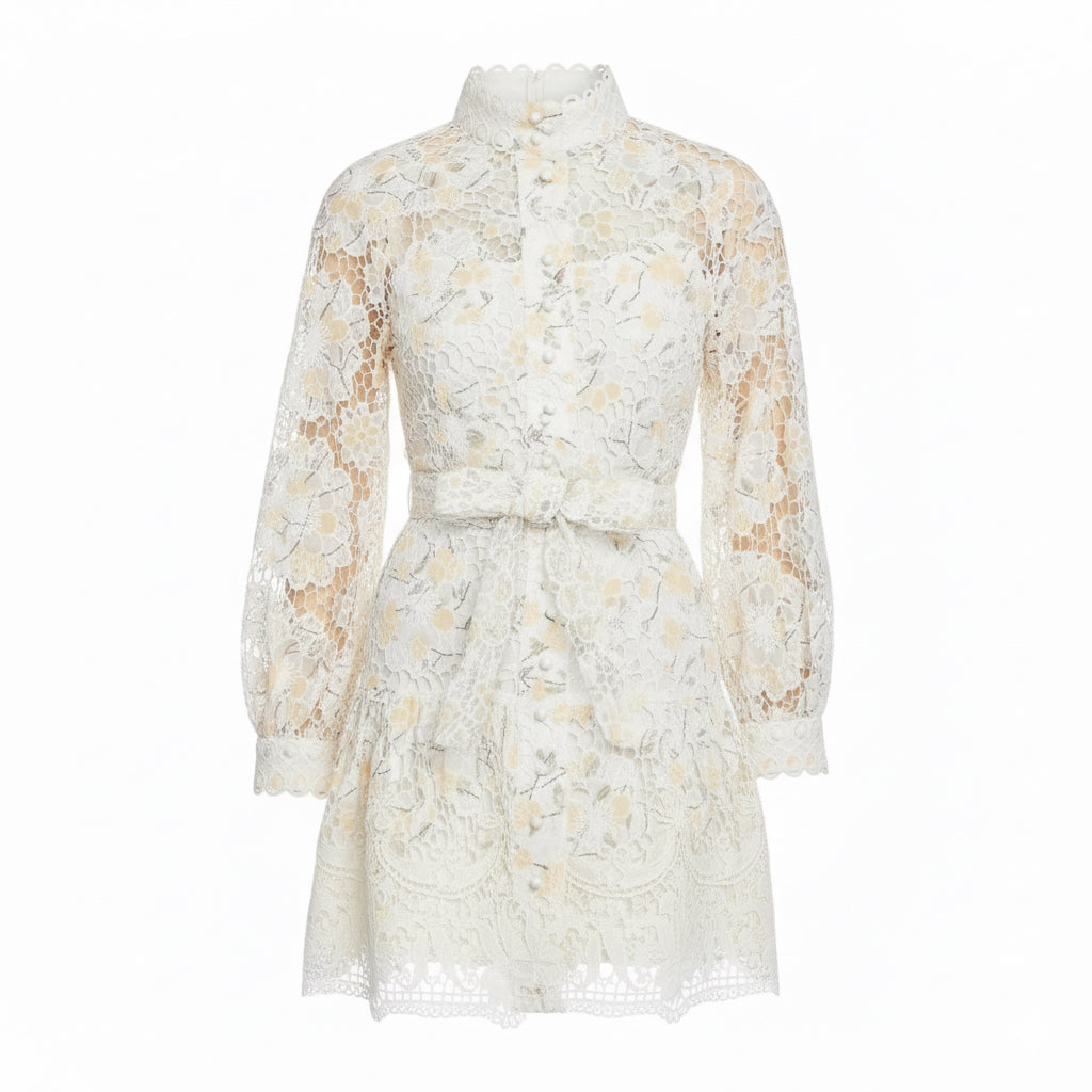 Floral Embroidered Lace Mini Dress