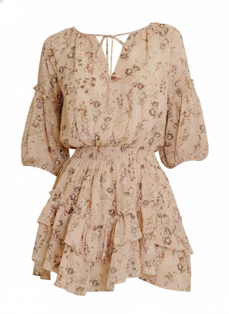 Floral Print Ruffled Mini Dress