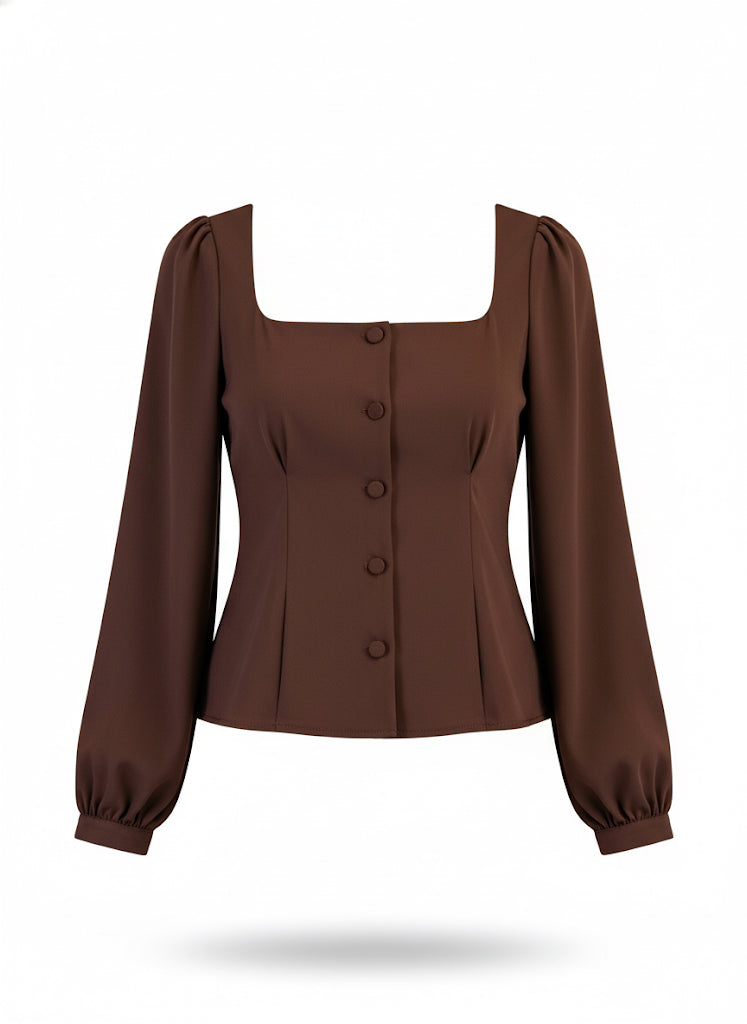 Long Sleeve Pleated Top