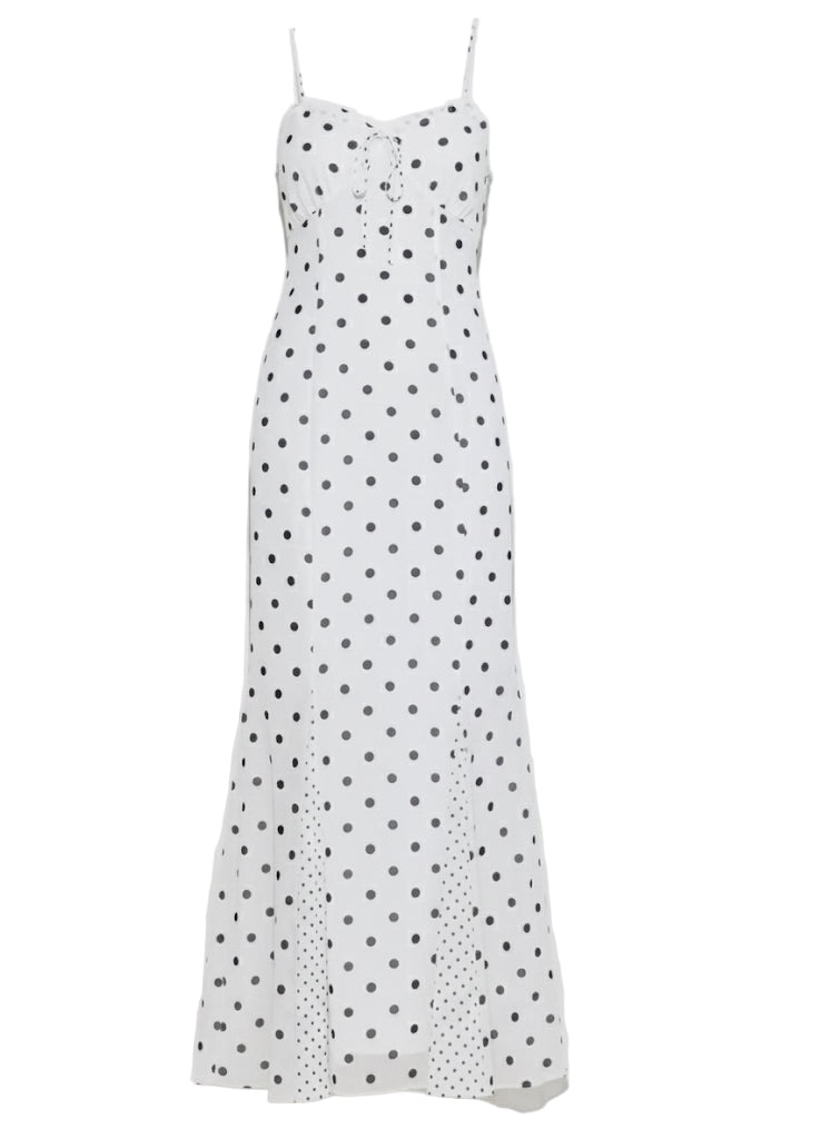 Polka Dot Strapless Maxi Dress